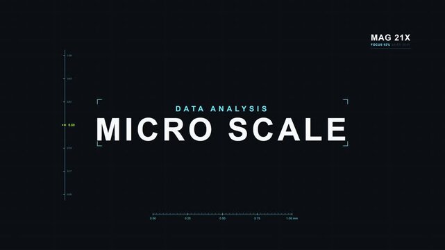 Scientific HUD Micro Scale Measurement Graphic with Data Analysis and Scanning Line