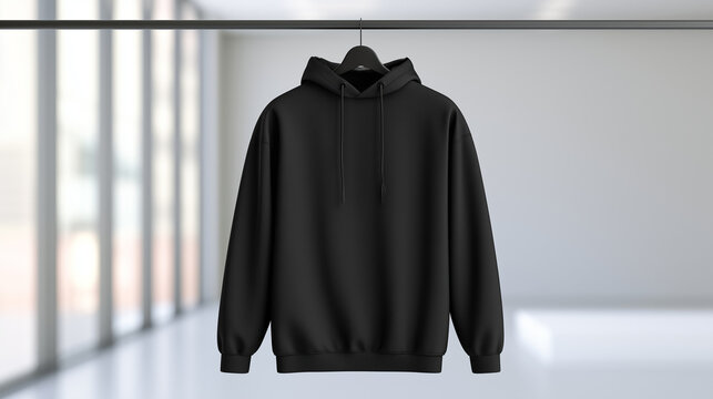 Blank Black Hoodie Mockup Template for Fashion Design Presentation and Apparel Branding Needs
