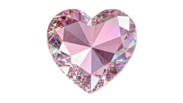 Sparkling pink heart-shaped diamond, isolated on transparent background