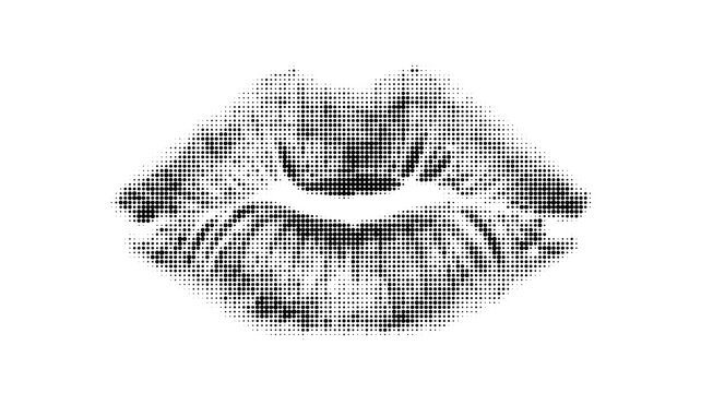 Minimalist abstract smiley face with pixel grid pattern isolated on transparent background
