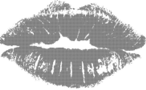 Minimalist lips with grid pattern design vector illustration isolated on transparent background