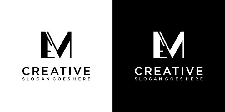 EM or ME initial letter logo design vector