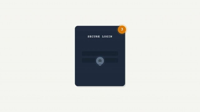 Digital interface design with red secure login badge and crossed out mark for indicating blocked access. Suitable for cybersecurity concepts.