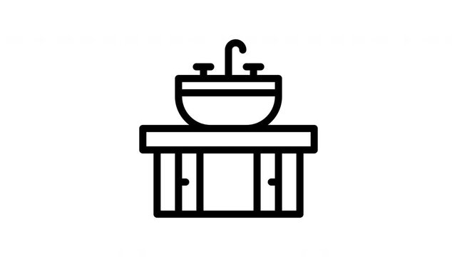 Bathroom sink vanity line icon pattern animation