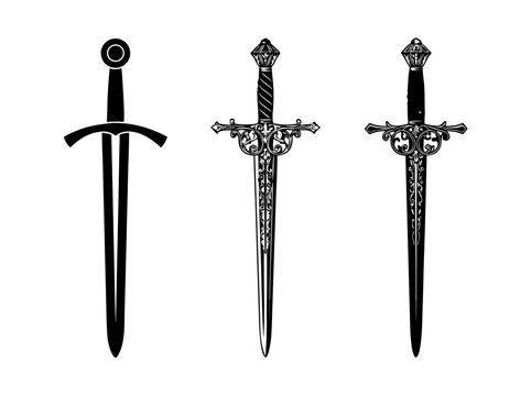 Set of Swords vector illustration isolated on white background