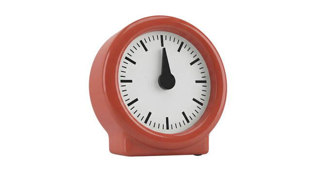 Red Analog Countdown Timer with White Dial Isolated on Transparent Background