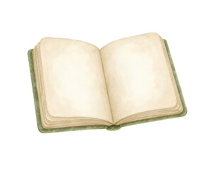 Fototapeta premium Vintage Watercolor Open Book Illustration