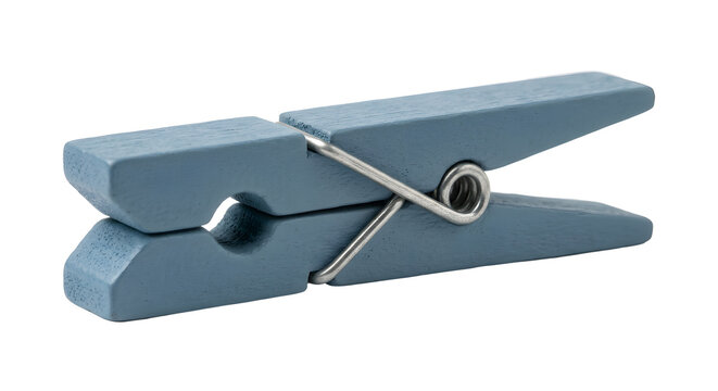 Blue Wooden Clothespin Clothes Peg Isolated on Transparent Background