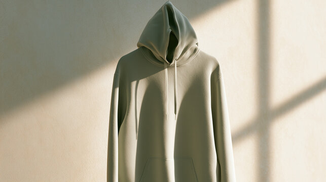 Minimalist Neutral Beige Hoodie Mockup for Modern Streetwear Apparel Branding and Fashion Design