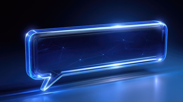 Futuristic Neon Speech Bubble with Bright Glow and Technological Background for Creative Communication Concepts