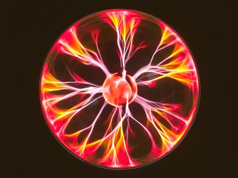 Glowing Plasma Sphere with Vibrant Electric Energy Tendrils