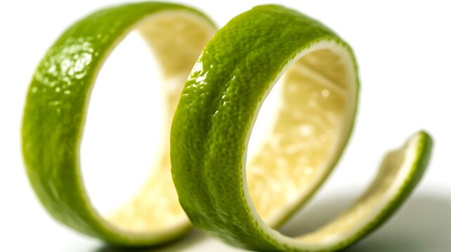Fresh green lime peel forming circular shape with natural citrus food concept
