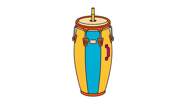 Flat vector illustration of a traditional cuica drum, Brazilian samba percussion instrument