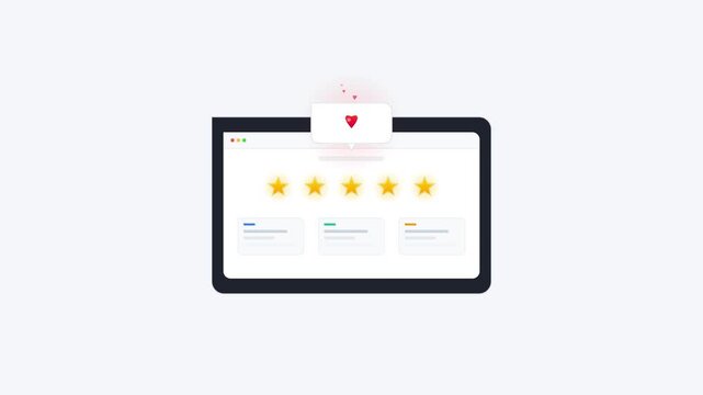 Tablet screen displaying five star rating feedback in a digital interface