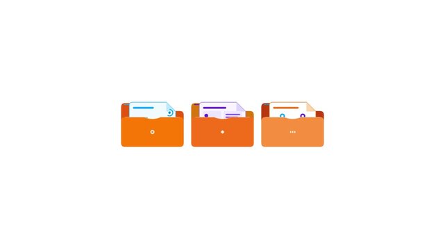 Three Orange Folders Managing Digital Files And Network Data Structures