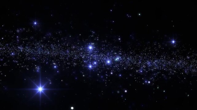motion graphic of floating powder particles in deep black space. Bright micro-li