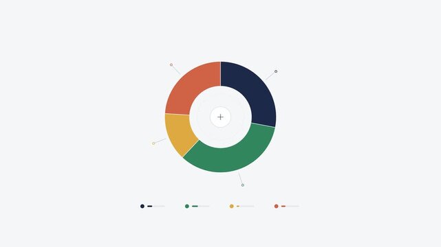 Animated circular donut chart diagram displaying interactive data analytics