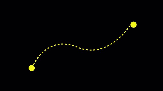 Dotted one path to another path animation. Dashed Path icon from Start to End Point motion graphics. Goal concept 4k video footage.