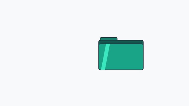 Animated digital documents flying into a folder for efficient data storage