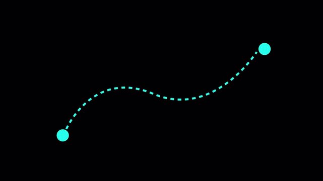 Dotted one path to another path animation. Dashed Path icon from Start to End Point motion graphics. Goal concept 4k video footage.