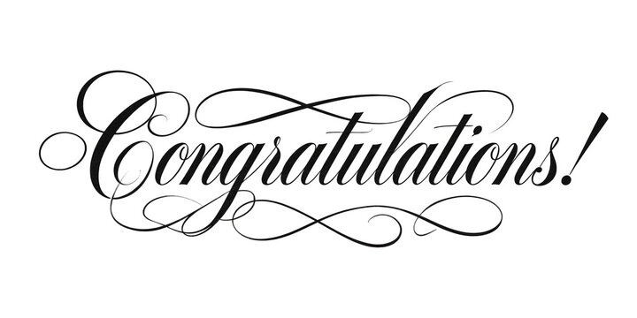 Elegant decorative congratulations text in cursive font perfect for celebrations and greetings