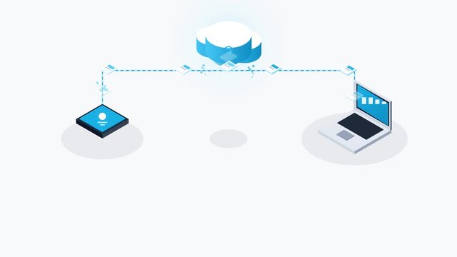 Cloud Computing Data Transfer Process Between Device and Laptop Computer