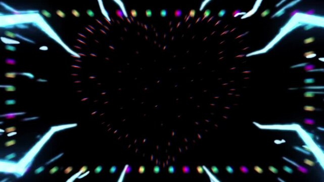 Neon Heart Explosion Firework Love Sci-Fi Background Loop