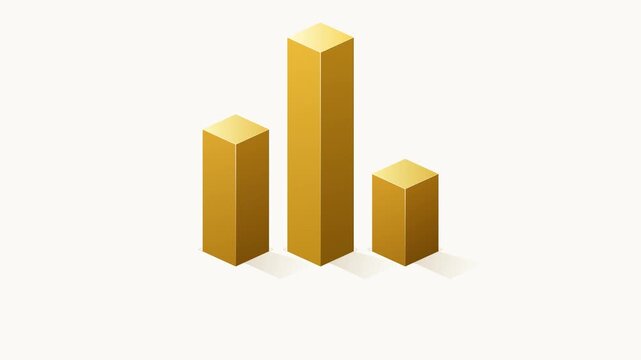 Gold Isometric Bar Chart Rising And Falling For Financial Analysis