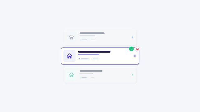 Minimalist Digital Notification List with Expanding Selection Animation