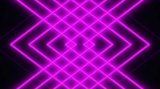 Neon purple geometric diamond light pattern loop background