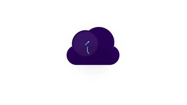 Purple Cloud Icon Animation Featuring Minimalist Loading Symbol