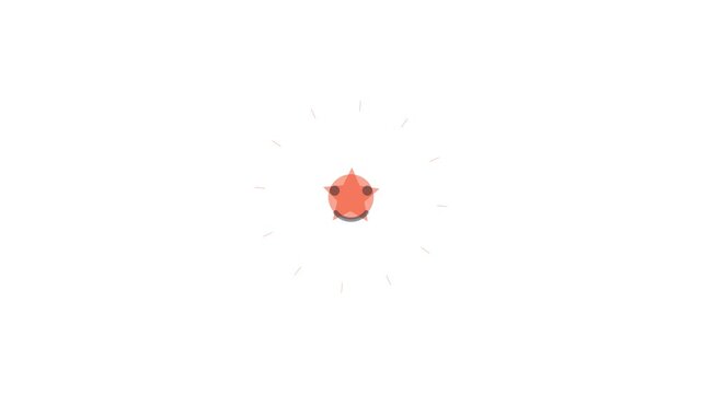 Red stars and blue bubble circles rotating in orbital motion graphic