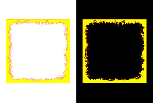 Minimalist abstract art print, black ink brush stroke on white background, modern split screen diptych poster design