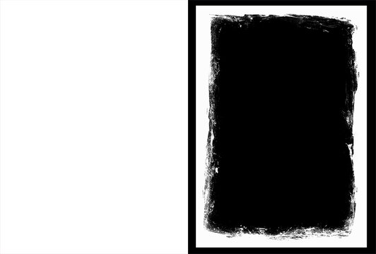 Grunge border overlay set, distressed photo frame textures, vintage black and white edge masks for photography