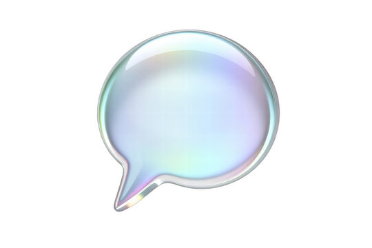 Glossy iridescent speech bubble icon isolated on black