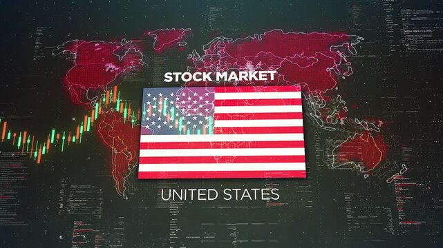 United states stock market data on digital hud interface