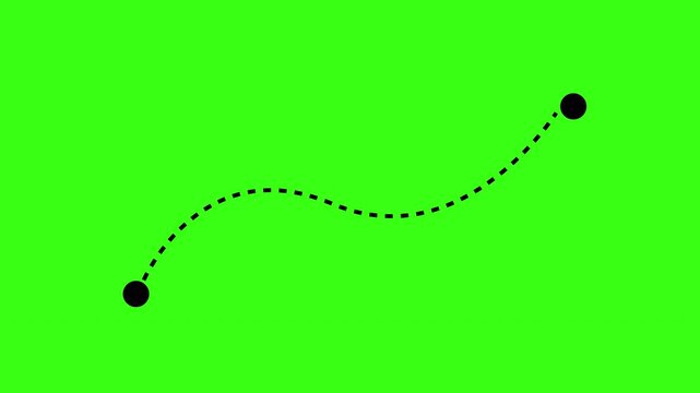 Dotted one path to another path animation. Dashed Path icon from Start to End Point motion graphics. Goal concept 4k video footage.