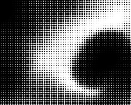 Abstract Black and White Halftone Dot Pattern Background with Wavy Gradient and Retro Pop Art Style