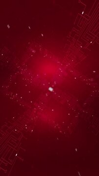 Red digital knowledge graph on futuristic circuit background