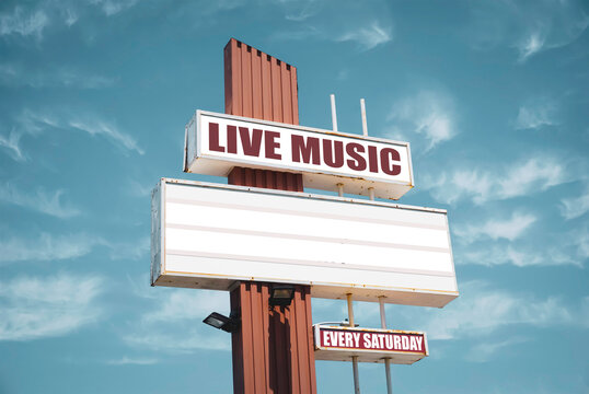 Retro live music sign