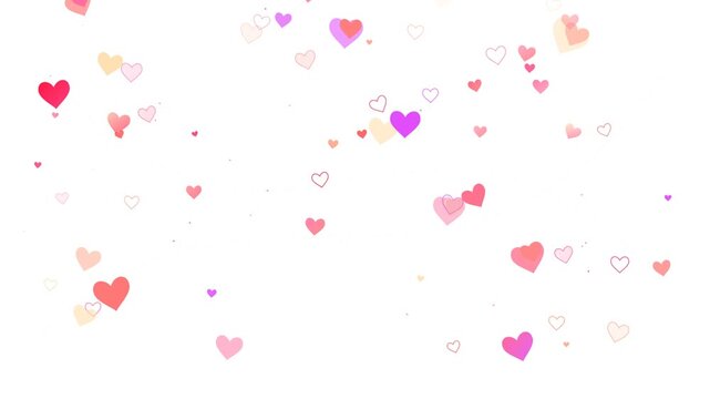Floating Colorful Hearts Animation on White Background for Love Concept
