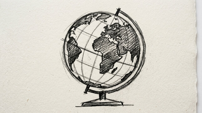 Global geopolitical risk assessment series featuring hand drawn globe on vintage paper background