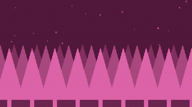 Seamless retro pixel forest parallax animation in pink for looping game background
