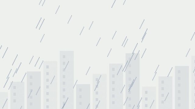 Seamless retro pixel rainy window animation in white for looping game background