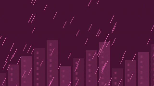 Seamless retro pixel rainy window animation in pink for looping game background