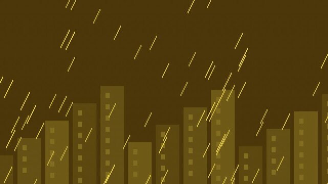 Seamless retro pixel rainy window animation in yellow for looping game background