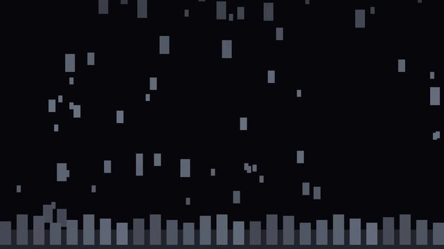 Seamless retro pixel ember field animation in black for looping game background