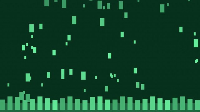 Seamless retro pixel ember field animation in green for looping game background