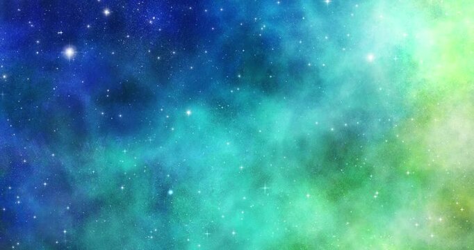 カラフルな星空のグラデーション背景動画 手描きイラストレーション イエローとブルーの宇宙