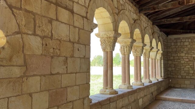 Ancient romanesque arches of san miguel de escalada